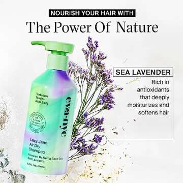 Eva NYC Lazy Jane Air Dry Shampoo, Natural Texture and Frizz Control for Hair, Vegan and GMO-Free, Anti-Frizz for Women, 8.8 fl oz