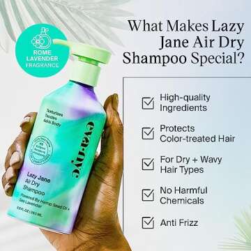 Eva NYC Lazy Jane Air Dry Shampoo, Natural Texture and Frizz Control for Hair, Vegan and GMO-Free, Anti-Frizz for Women, 8.8 fl oz
