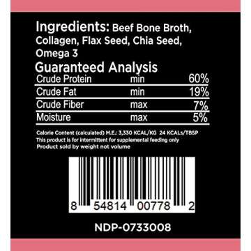 Nature's Diet Pet Bone Broth Protein Powder with Collagen, Chia Seed, Flax Seed & Omega 3 (Skin & Coat, 6 oz (60 Servings))