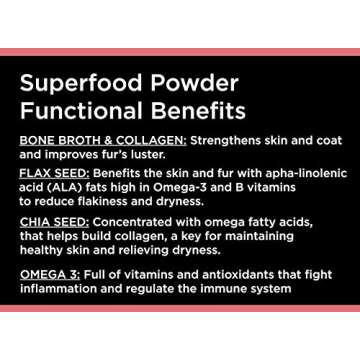 Nature's Diet Pet Bone Broth Protein Powder with Collagen, Chia Seed, Flax Seed & Omega 3 (Skin & Coat, 6 oz (60 Servings))