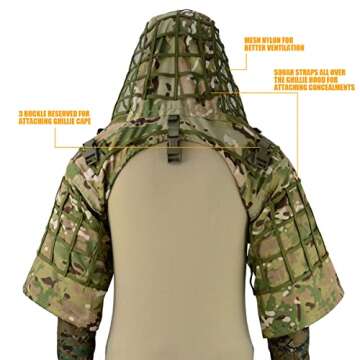 LytHarvest Sniper Ghillie Suit Foundation, Ripstop, Camouflage Tactical Ghillie Hood