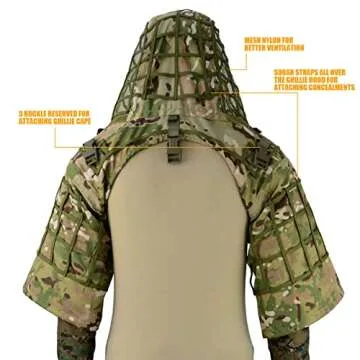 LytHarvest Sniper Ghillie Suit Foundation, Ripstop, Camouflage Tactical Ghillie Hood