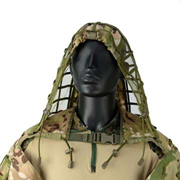 LytHarvest Sniper Ghillie Suit Foundation, Ripstop, Camouflage Tactical Ghillie Hood