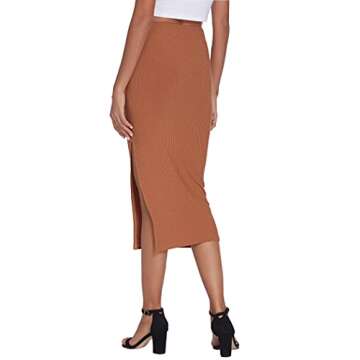 HOTLOOX Women's Winter Sexy Solid Basic Below Knee Stretchy Pencil Skirt Date Dress Kahkis S