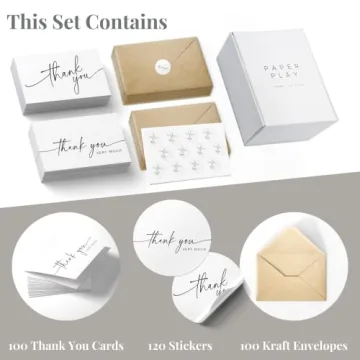 Premium Thank You Cards Set with Envelopes and Stickers
