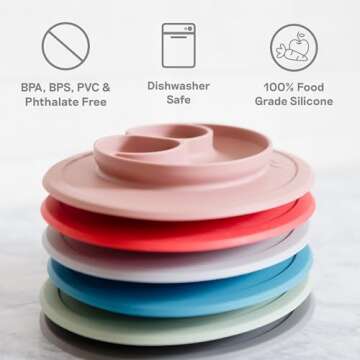 ezpz Mini Mat for 12 Months+ (Blush) - 100% Silicone Placemat + Plate with Suction for Infants + Toddlers - Supports Baby-Led Weaning - for Highchair, Dining Table and Travel