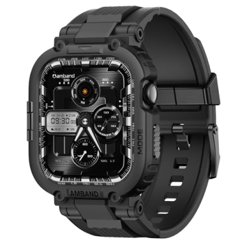 amBand Bands Case Compatible with Apple Watch Series 10 46mm for Men, M1 Sport Rugged Heavy Duty Cov...