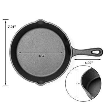 Pre-Seasoned Cast Iron Skillet 3 Piece Set (10, 8 inch & 6 inch Pans) Best Heavy Duty Professional Restaurant Chef Quality Pre Seasoned Pan Cookware For Frying, Saute, Cooking