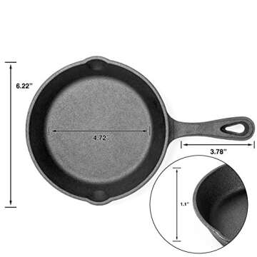 Pre-Seasoned Cast Iron Skillet 3 Piece Set (10, 8 inch & 6 inch Pans) Best Heavy Duty Professional Restaurant Chef Quality Pre Seasoned Pan Cookware For Frying, Saute, Cooking