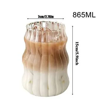 Creative Vintage Ribbed Drinking Glasses Set of 2, 29 Oz