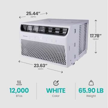 Hisense 12,000 BTU Window Air Conditioner with Wi Fi, Cold and Quiet Cooling for Home or Apartment, Energy Efficient AC Unit, White (Renewed)