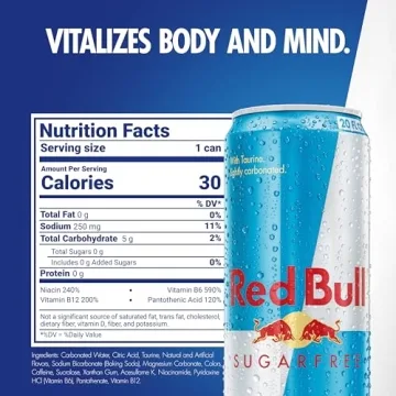 Red Bull Sugar Free Energy Drink, 20 Fl Oz, 12 Cans