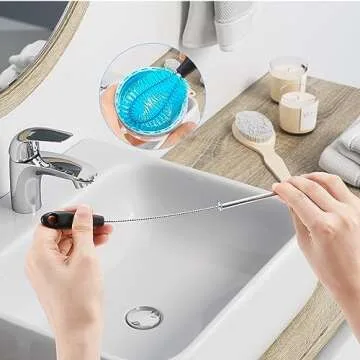 UNIFUN Water Bottle Brush Set, Long Handle 3-in-1 Stainless Steel Water Bottle Scrubbing Brush, Cleaning for Narrow Neck Bottles, Sport Bottles, Baby Bottles, Coffee Mugs, Tumblers, Flask(Short Size)