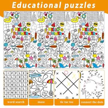 Qyeahkj Giant Summer Coloring Paper Tablecloth for Kids Huge Summer Beach World Posters Activity Large Color-in Poster Table Cover for Boys Girls Preschool Kindergarten Classroom Arts and Crafts