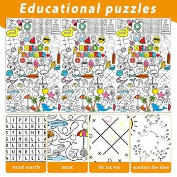 Qyeahkj Giant Summer Coloring Paper Tablecloth for Kids Huge Summer Beach World Posters Activity Large Color-in Poster Table Cover for Boys Girls Preschool Kindergarten Classroom Arts and Crafts