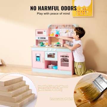 VEVOR Wooden Kitchen Playset with Lights and Sounds