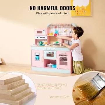 VEVOR Wooden Kitchen Playset with Lights and Sounds