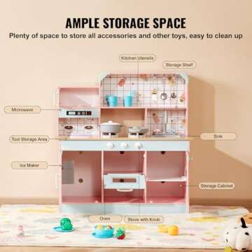 VEVOR Wooden Kitchen Playset with Lights and Sounds