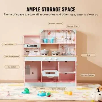 VEVOR Wooden Kitchen Playset with Lights and Sounds