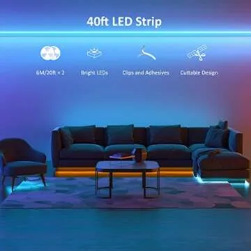 NOVOSTELLA 40ft RGB Smart LED Strip Light kit, Flexible Color Changing 360 Units SMD 5050 LEDs, 24V Tape with 44 Key Remote, Dimmable LED Ribbon for Home Lighting Kitchen Bar,UL Listed Power Supply