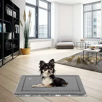 EMPSIGN Dog Bed Mat Dog Crate Pad Reversible (Cool & Warm), Machine Washable Dog Crate Mat, Kennel Pad for Dog Sleeping Mattress for Large Medium Small Dogs, Grey