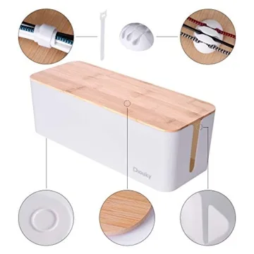 2 Pack Large Cable Management Box – Stylish Cord Organizer