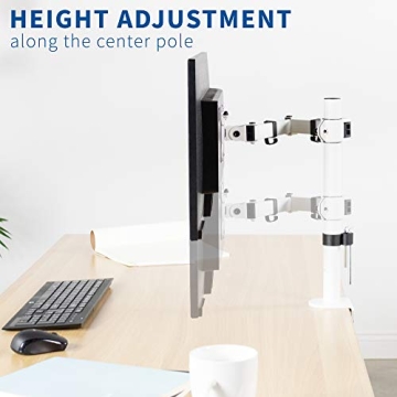 VIVO Single Monitor Arm Desk Mount, Holds Screens up to 32 inch Regular and 38 inch Ultrawide, Fully Adjustable Stand with C-Clamp and Grommet Base, VESA 75x75mm or 100x100mm, White, STAND-V001W