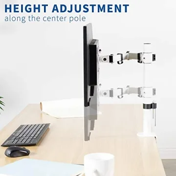 VIVO Single Monitor Arm Desk Mount, Holds Screens up to 32 inch Regular and 38 inch Ultrawide, Fully Adjustable Stand with C-Clamp and Grommet Base, VESA 75x75mm or 100x100mm, White, STAND-V001W