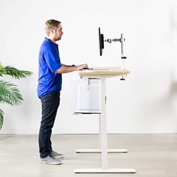 VIVO Single Monitor Arm Desk Mount, Holds Screens up to 32 inch Regular and 38 inch Ultrawide, Fully Adjustable Stand with C-Clamp and Grommet Base, VESA 75x75mm or 100x100mm, White, STAND-V001W