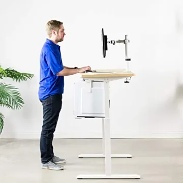 VIVO Single Monitor Arm Desk Mount, Holds Screens up to 32 inch Regular and 38 inch Ultrawide, Fully Adjustable Stand with C-Clamp and Grommet Base, VESA 75x75mm or 100x100mm, White, STAND-V001W