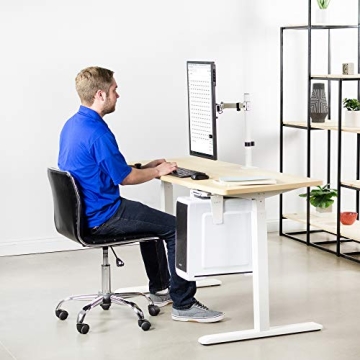 VIVO Single Monitor Arm Desk Mount, Holds Screens up to 32 inch Regular and 38 inch Ultrawide, Fully Adjustable Stand with C-Clamp and Grommet Base, VESA 75x75mm or 100x100mm, White, STAND-V001W