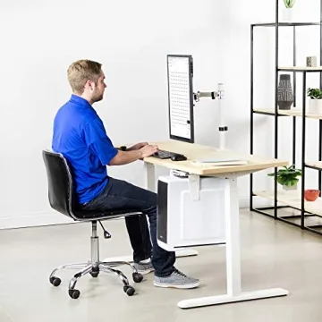 VIVO Single Monitor Arm Desk Mount, Holds Screens up to 32 inch Regular and 38 inch Ultrawide, Fully Adjustable Stand with C-Clamp and Grommet Base, VESA 75x75mm or 100x100mm, White, STAND-V001W