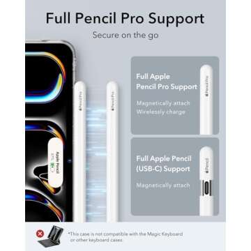 ESR for iPad Pro 11 Inch Case M4(2024, 5th Gen), Thin and Lightweight, Shock and Drop Protection, Yellowing Resistant, Hard Back, Supports Pencil Pro and Pencil(USB-C), Classic Series, Clear Shimmer