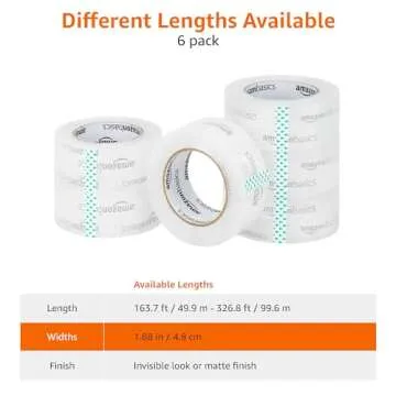 Amazon Basics Packing Tape, Designed for Moving, Storage and Packing, Shipping and Mailing, 1.88-Inch Wide x 109 Yards, Crystal Clear, 6-Pack