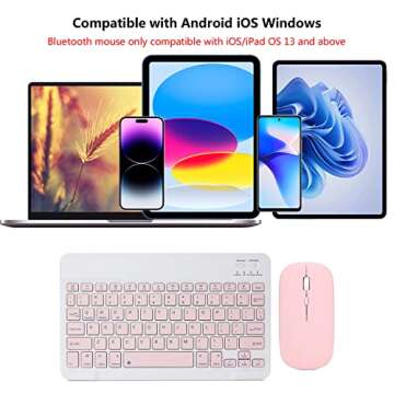 Rechargeable Bluetooth Keyboard and Mouse Combo Ultra-Slim Portable Compact Wireless Mouse Keyboard ...