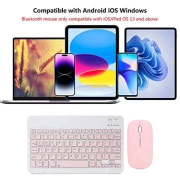 Rechargeable Bluetooth Keyboard and Mouse Combo Ultra-Slim Portable Compact Wireless Mouse Keyboard ...