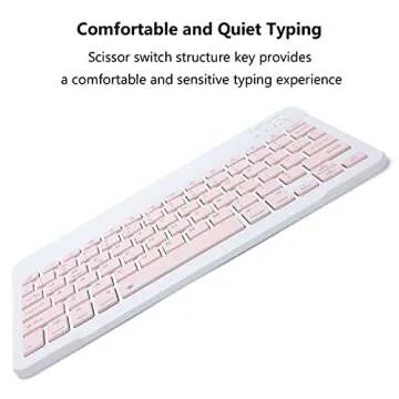 Rechargeable Bluetooth Keyboard and Mouse Combo Ultra-Slim Portable Compact Wireless Mouse Keyboard Set for Android Windows Tablet Cell Phone iPhone iPad Pro Air Mini, iPad OS/iOS 13 and Above (Pink)