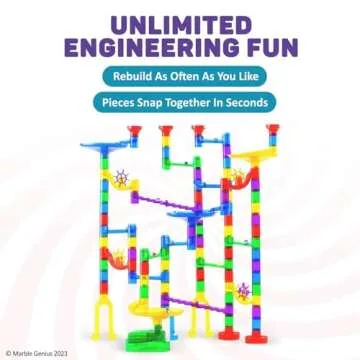 Marble Genius Marble Run - 130 Complete Pieces Maze Track Easter Toys for Adults, Teens, Toddlers & Kids Aged 4-8 Years Old, (80 Translucent Marbulous Pieces + 50 Glass-Marble Set), Starter Set