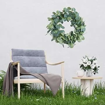 FUGZAUD 2 Pack Artificial Eucalyptus Garland Faux Silk Leaf Silver Dollar Eucalyptus Leaves Vines Handmade Garland Greenery Wedding Backdrop Indoor Outdoor Arch Wall Decoration
