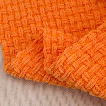 PERSUN Lightweight Decorative Knitted Throw Blanket Orange 50x60