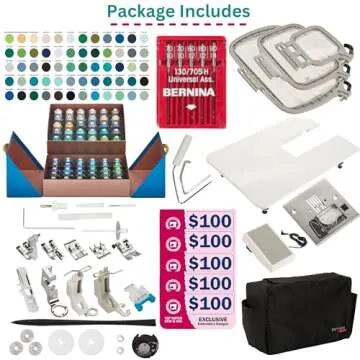 Bernette B79 Sewing & Embroidery Machine - Deluxe Embroidery Design Tools Bundle (Over $500 Embroide...