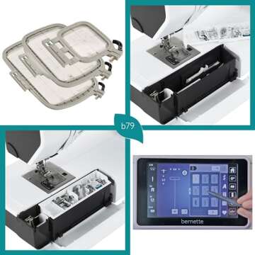 Bernette B79 Sewing & Embroidery Machine - Deluxe Embroidery Design Tools Bundle (Over $500 Embroidery Design Tools and 60 pcs Northern Lights Thread)