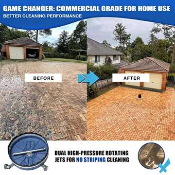 MEKOH Pressure Washer Surface Cleaner 20'', 4500PSI with Wheels - Ideal for Driveway, Patio, and Mor...