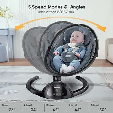 BabyBond Baby Swings for Infants, Bluetooth Infant Swing with Music Speaker, 3 Seat Positions, 5 Poi...