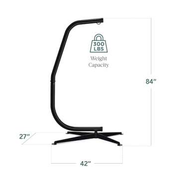 Best Choice Products Metal Hanging Hammock C-Stand for Chair/Weather-Resistant Finish, Offset Base - Stand Only - Black