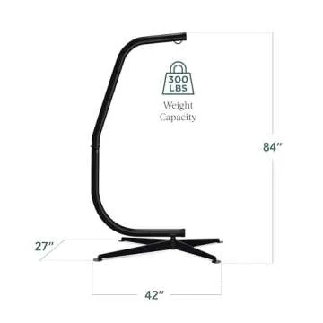 Best Choice Products Metal Hanging Hammock C-Stand for Chair/Weather-Resistant Finish, Offset Base - Stand Only - Black