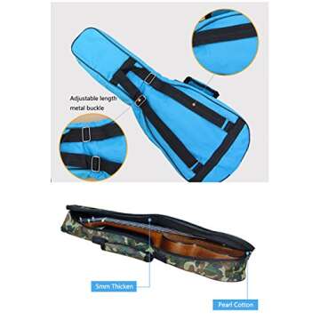 HOT SEAL Waterproof Durable Colorful Ukulele Cotton Case Bag with Storage (21in, black)