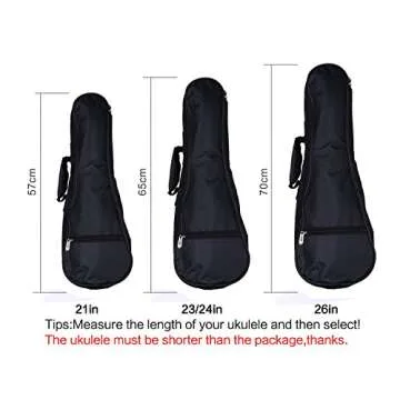 HOT SEAL Waterproof Durable Colorful Ukulele Cotton Case Bag with Storage (21in, black)