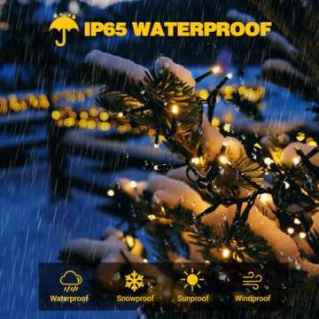 2-Pack 200 LED Solar String Lights for Outside, Solar Christmas Lights Outdoor Waterproof, Green Wire Solar Tree Lights with 8 Lighting Modes for Xmas Wedding Party Garden Decorations (Warm White)