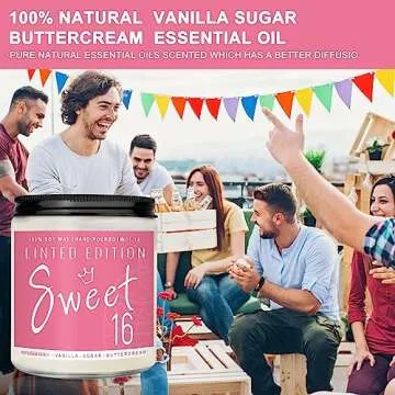 Sweet 16 Birthday Gifts for Girls, Best 16th Birthday Gift Ideas, Perfect Birthday Present, Funny Birthday Presents for Daughter, Friends, Sister, 7oz Vanilla Cream-Scented Candle